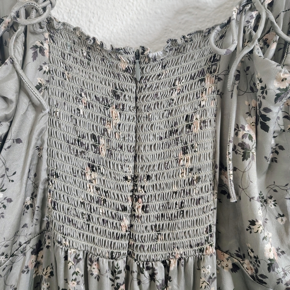 Reformation Marguerite 100% Silk Endive Tie Straps Dress Sz 12 Floral Print - Picture 15 of 16